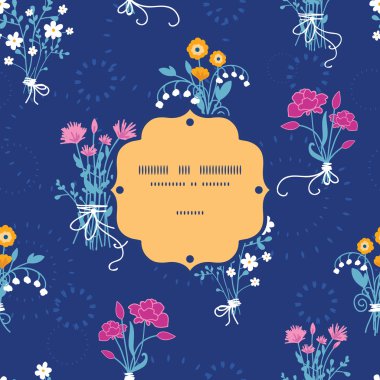 taze çiçek buketleri Dikişsiz desen arka plan çerçevesi