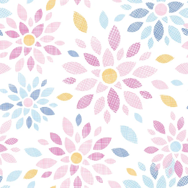抽象的な繊維色とりどりの花のシームレスなパターンの背景 — ストックベクタ