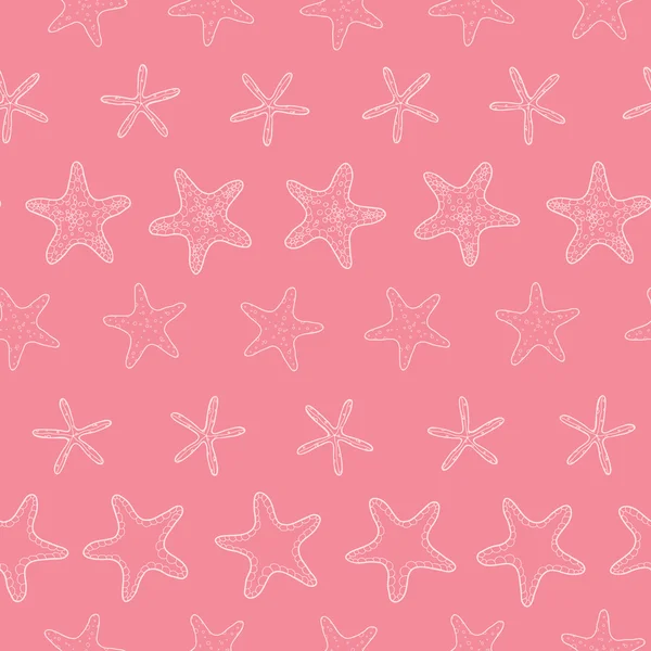 Starfish rosa linha listra pastel arte sem costura fundo padrão — Vetor de Stock