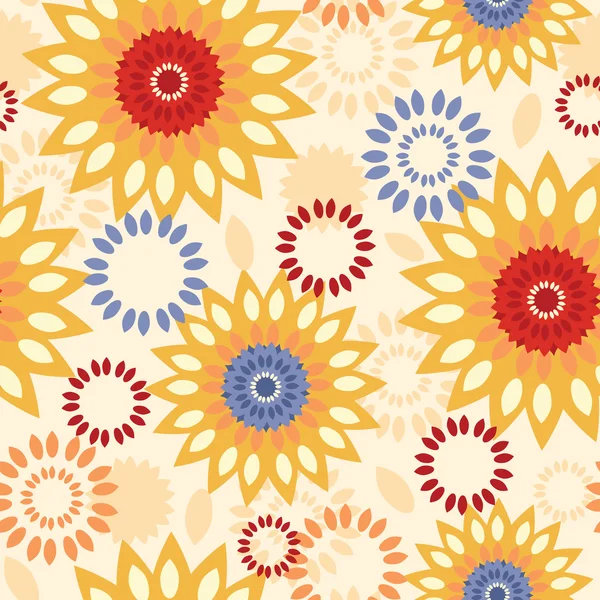 Warm vibrant floral abstract seamless pattern background — Stock Vector