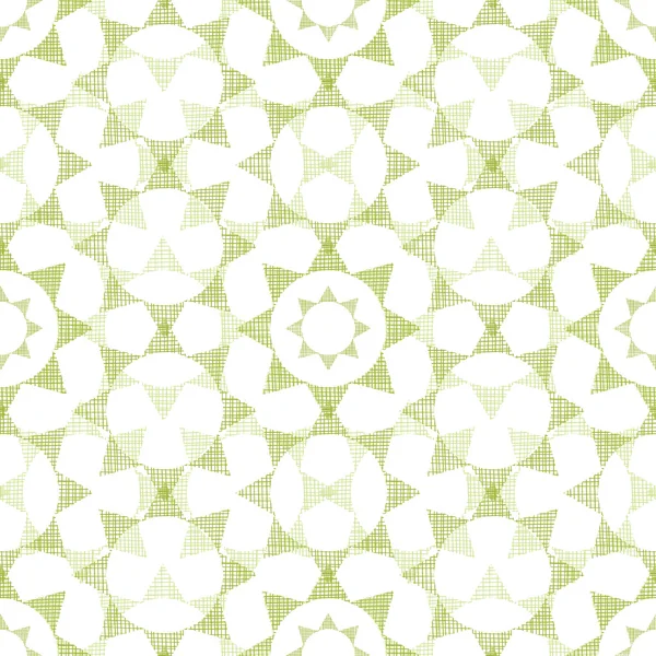 Abstraktní textilní zelené trojúhelníky mozaika vzor bezešvé pozadí — Stockový vektor