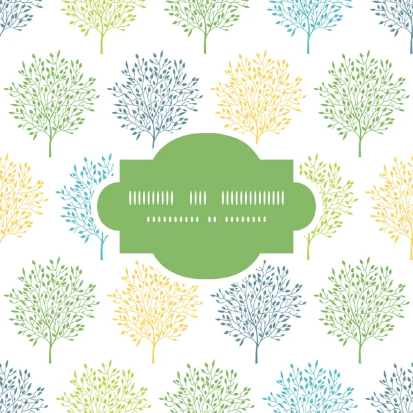 Summer trees colorful frame seamless pattern background — Stock Vector