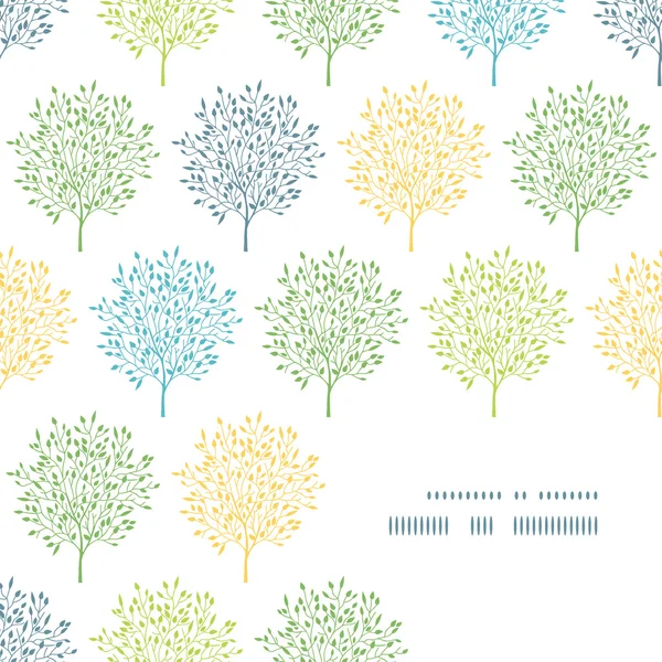 Letnie drzewa kolorowe ramki rogu tło wzór — Wektor stockowy