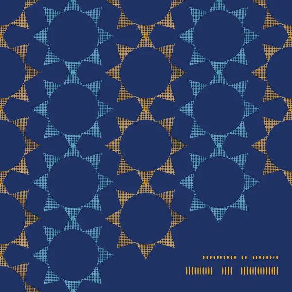 Estrellas textiles abstractas sobre fondo de esquina marco geométrico oscuro — Vector de stock