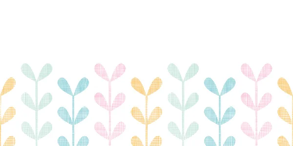Abstrato têxtil colorido vinhas folhas horizontal sem costura padrão fundo — Vetor de Stock
