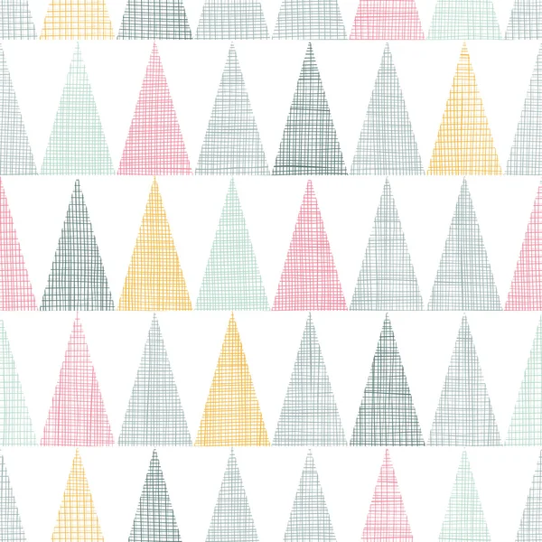 Abstracte textiel kleurrijke getextureerde driehoeken naadloze patroon achtergrond — Stockvector