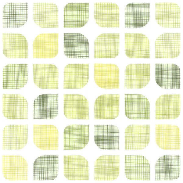 Abstract textile green rounded squares seamless pattern background — Stock Vector