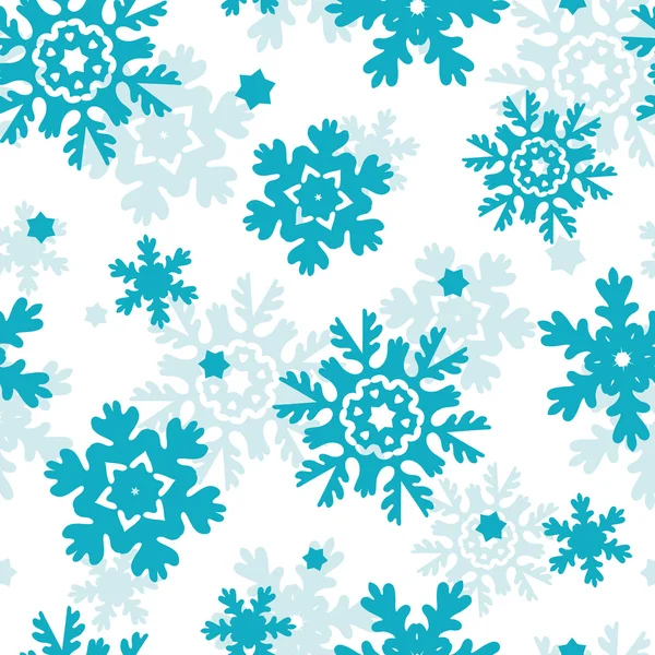 Blue Frost Snowflakes Seamless Pattern Background — Stock Vector