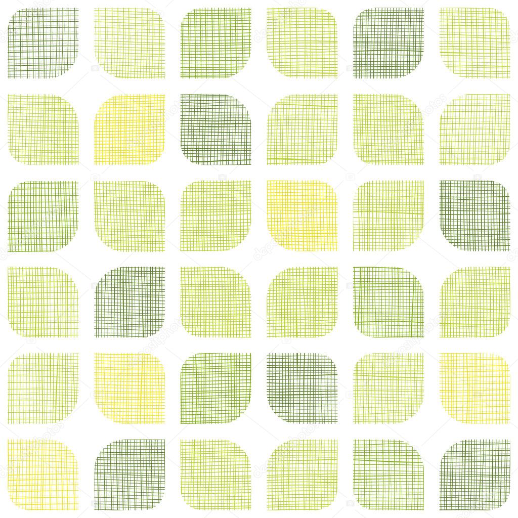 Abstract textile green rounded squares seamless pattern background