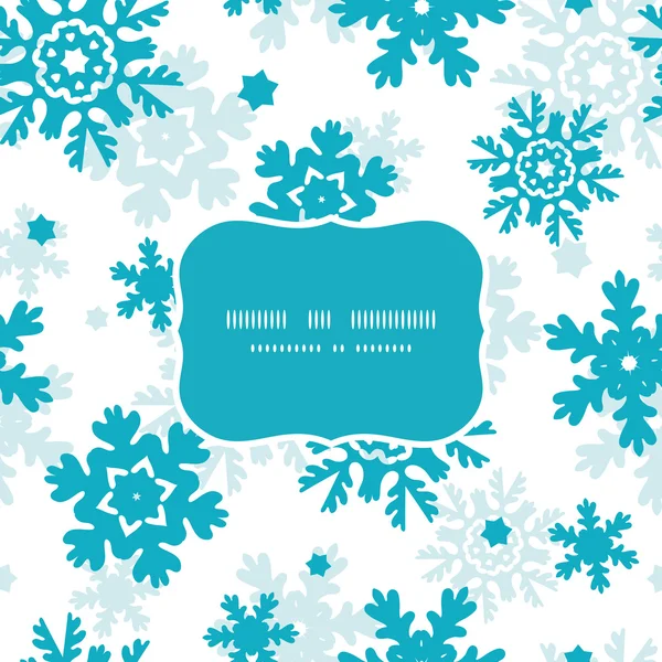 Blauwe vorst sneeuwvlokken blauw frame naadloze patroon achtergrond — Stockvector