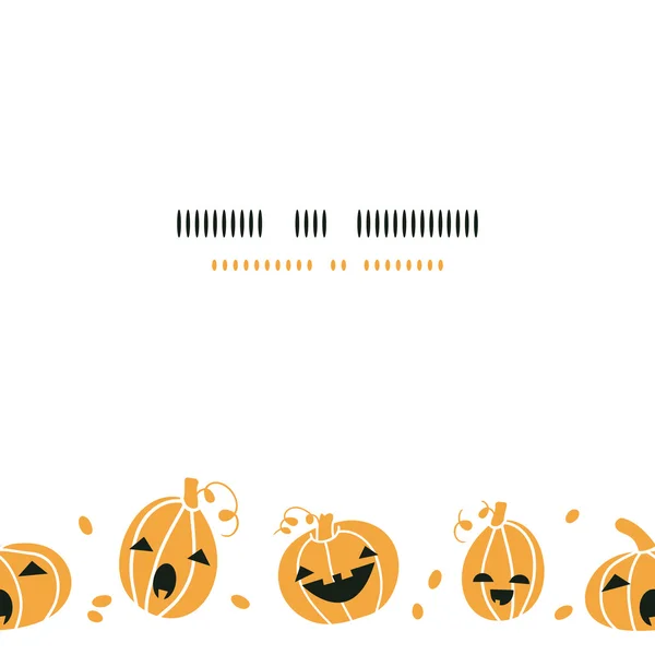 Lachende halloween pompoenen horizontale rand naadloze patroon achtergrond — Stockvector