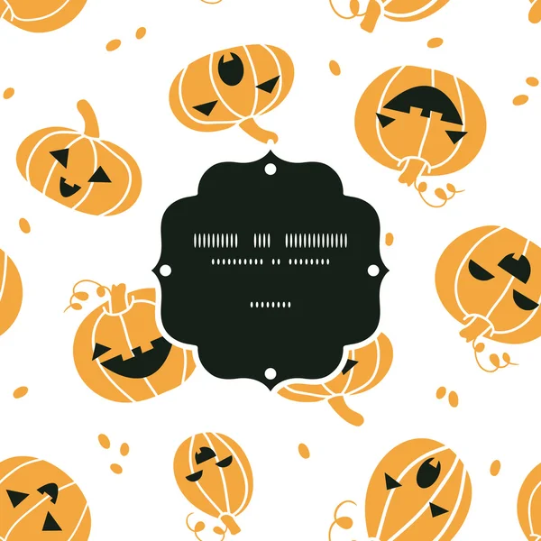 Sonriendo calabazas de Halloween marco sin costuras patrón de fondo — Vector de stock