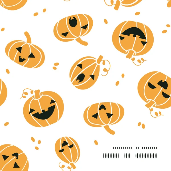 Smiling Halloween pumpkins frame corner pattern background — Stock Vector