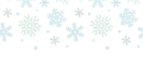 Blå jul snöflingor textil textur horisontella sömlös bakgrund — Stock vektor