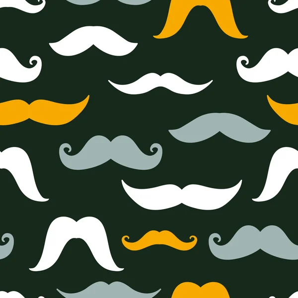 Divertidos bigotes silueta sin costuras patrón de fondo — Vector de stock