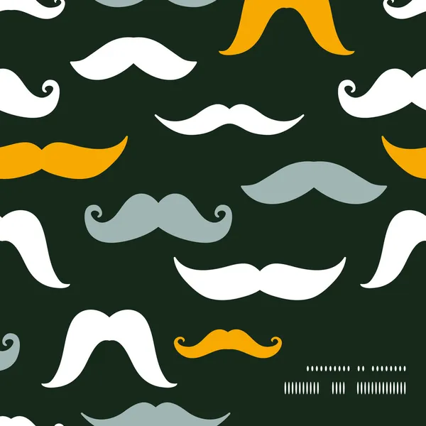 Divertida silueta bigotes marco esquina patrón fondo — Vector de stock