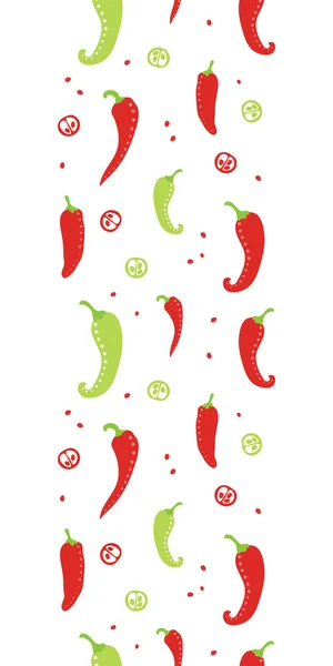 Chili peppers red and green vertical seamless pattern background — Stock Vector