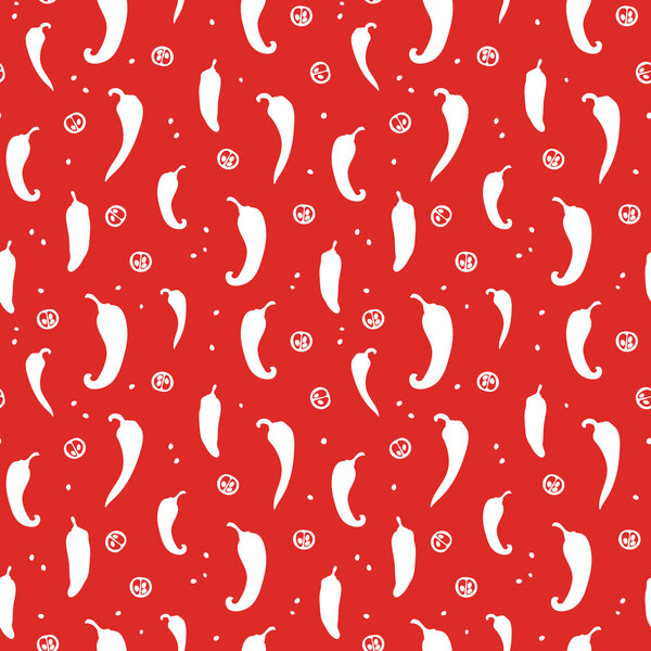 Chili peppers red seamless pattern background