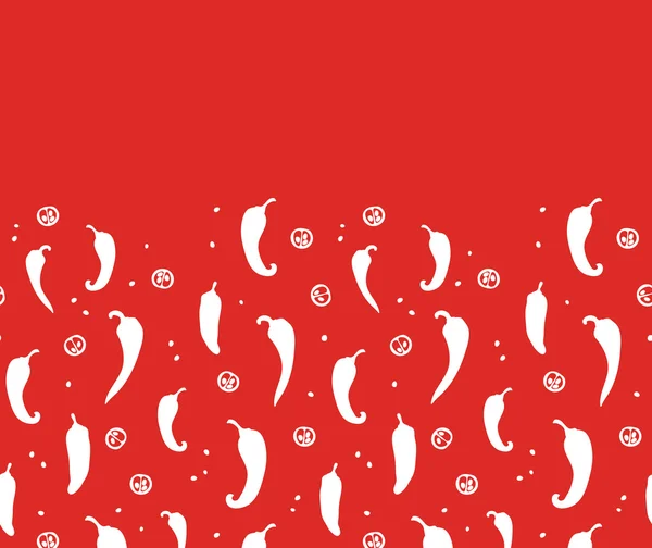 चिली मिर्च लाल क्षैतिज सीमलेस पैटर्न पृष्ठभूमि — स्टॉक वेक्टर