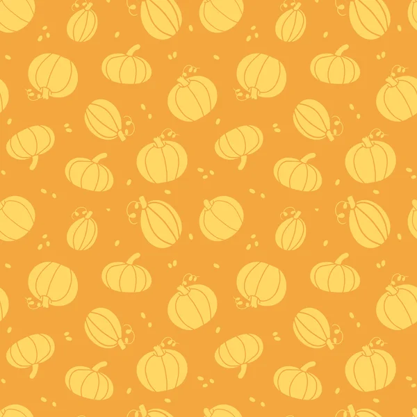 Thanksgiving golden pumpkins seamless pattern background — Stock Vector