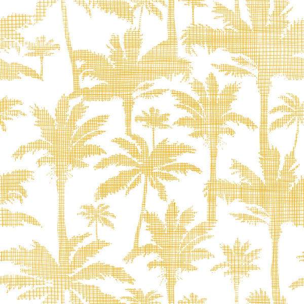 Vector palm trees golden textile seamless pattern background — Stock Vector