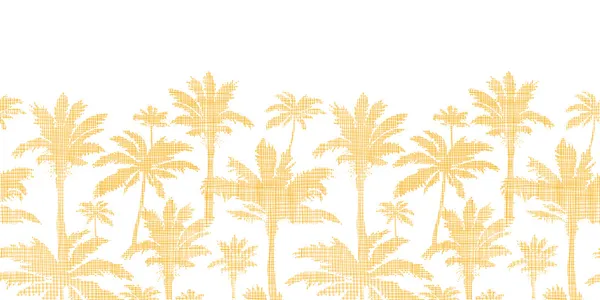 Vector palm trees golden textile horizontal seamless pattern background — Stock Vector