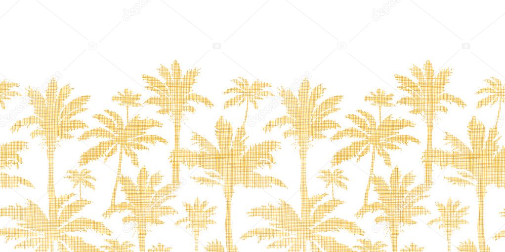 vector palm trees golden textile horizontal seamless pattern background