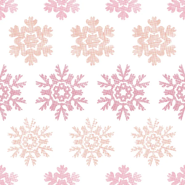Flocon de neige rouge de Noël Texture textile géométrique fond sans couture — Image vectorielle