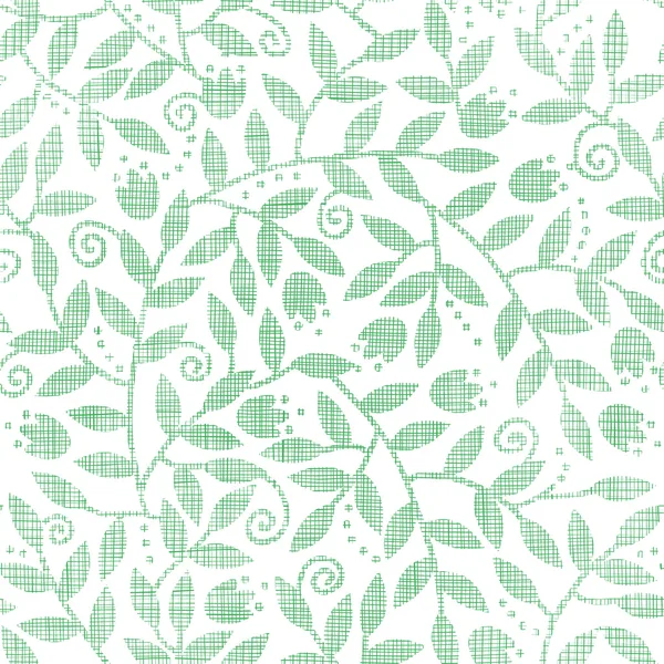 Leaves and swirls textile seamless pattern background — Stock Vector