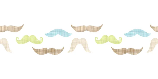 Divertidos bigodes silhueta fronteira horizontal sem costura fundo padrão — Vetor de Stock