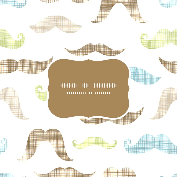 Fun silhouette mustaches frame seamless pattern background — Stock Vector