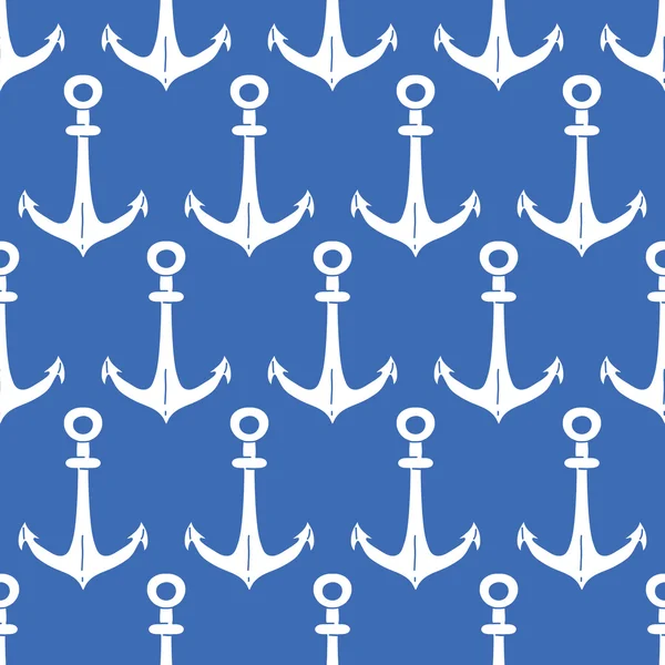 Anchors blue and white seamless pattern background — Stock Vector