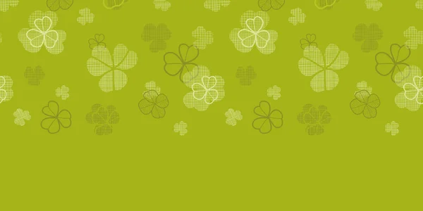 Green clover textile texture horizontal border seamless pattern background — Stock Vector