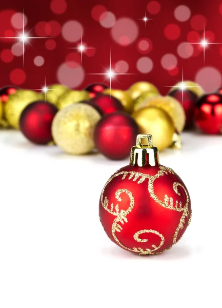 Red and gold Christmas baubles — Stock Photo, Image