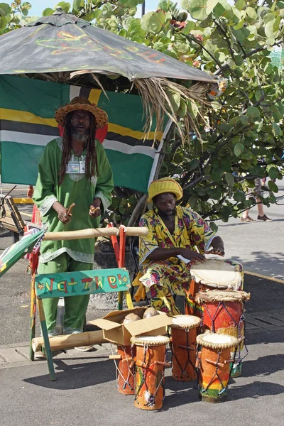 カリブ海の音楽家、ロゾー、ドミニカ国 — ストック写真