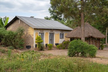 Tipik Afrika köyü, Uganda, Doğu Afrika