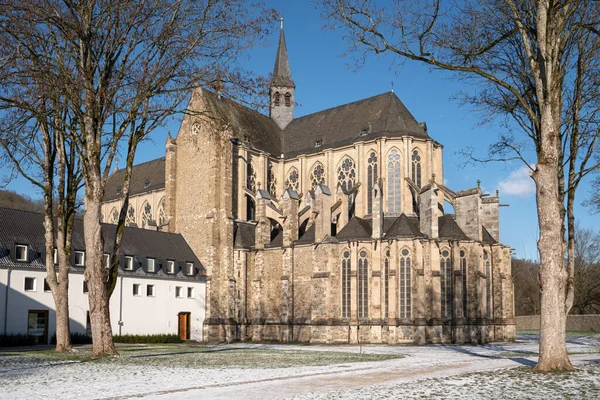 Odenthal Alemanha Fevereiro 2021 Imagem Panorâmica Catedral Altenberg Com Neve — Fotografia de Stock
