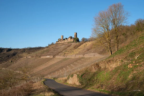 Alken Deutschland Februar 2022 Panoramabild Der Burg Thurant Gegen Den — Stockfoto