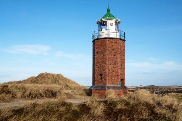 Panoramisch Beeld Van Kampen Vuurtoren Tegen Blauwe Lucht Sylt Noord — Stockfoto