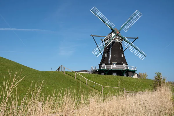 Panoramic Image Windmill Pellworm Blue Sky North Frisia Germany — Stockfoto