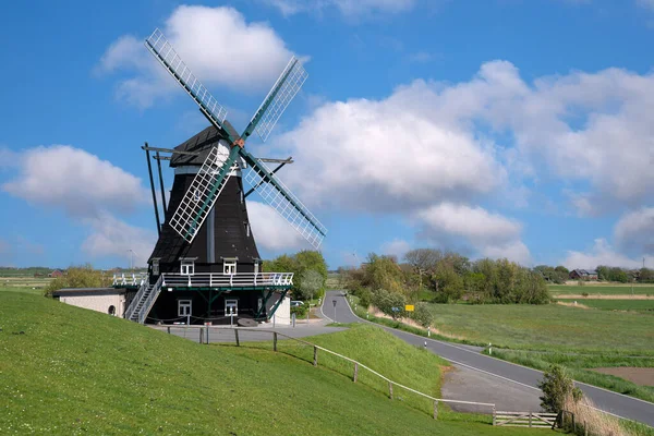 Panoramic Image Windmill Pellworm Blue Sky North Frisia Germany — Stockfoto