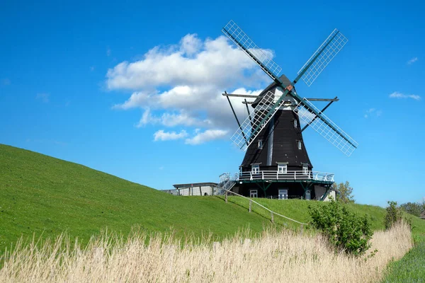 Panoramic Image Windmill Pellworm Blue Sky North Frisia Germany — Stockfoto