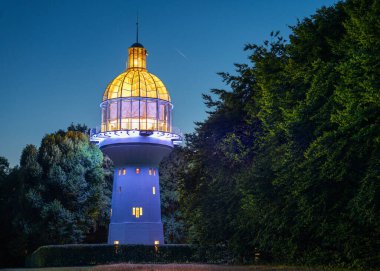 SOLINGEN, GERMANY - AUGUST 6, 2022: illuminated lighttower, landmark of Solingen on August 6, 2022 in Bergisches Land, Germany