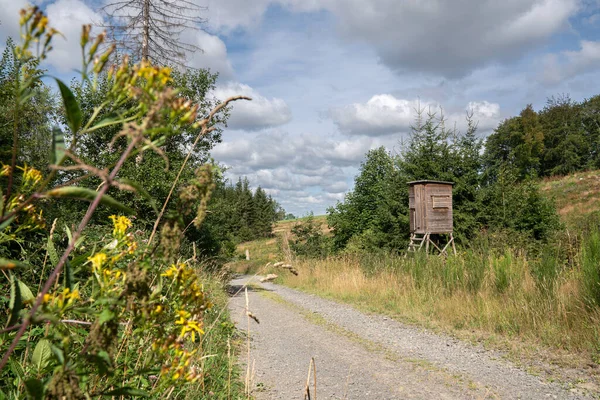 Imagem Panorâmica Deerstand Dentro Paisagem Terra Bergisches Alemanha — Fotografia de Stock