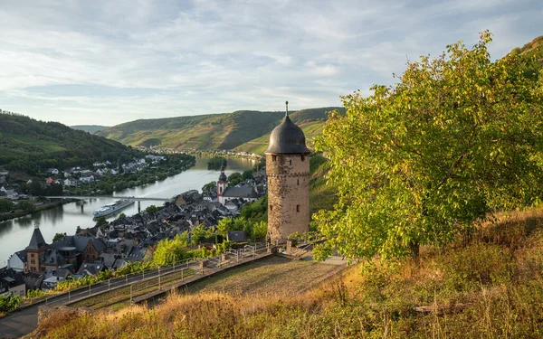 Zell Deutschland September 2022 Panoramabild Von Zell Mit Mosel September — Stockfoto