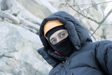 adam tırmanma donmuş şelale