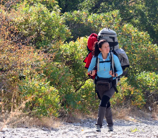 Escursionista nelle montagne del Caucaso — Foto Stock