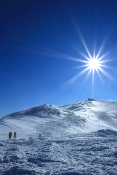 Senderismo de invierno en raquetas de nieve . — Foto de Stock