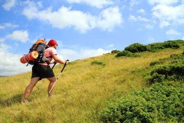 Yaz yürüyüşü dağlarda.