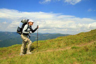Yaz yürüyüşü dağlarda.